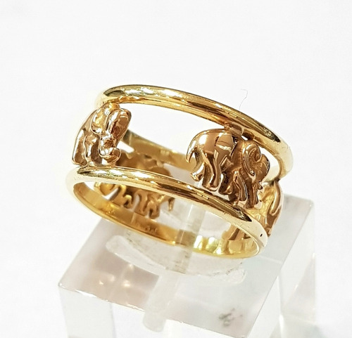 Imagen 1 de 3 de Anillo Calado Elefantes Oro 18k 5,4grs N°17 Brumatjoyas