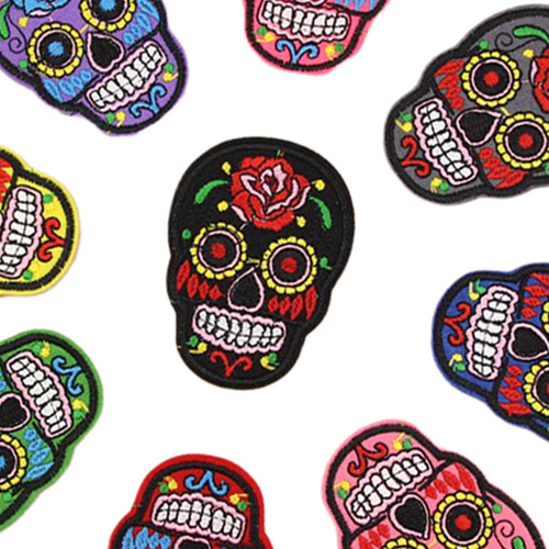 Imagen 6 de 6 de 8pcs Patrón Calavera Parche Tela Ropa Apliques Bordado,
