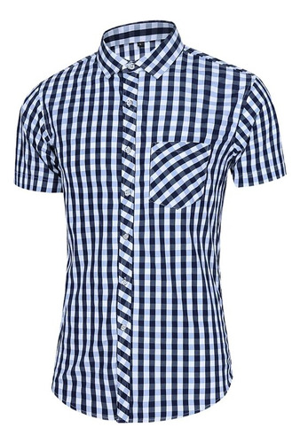 Camisa A Cuadros Para Hombre, Camisa De Manga Corta, Camisa