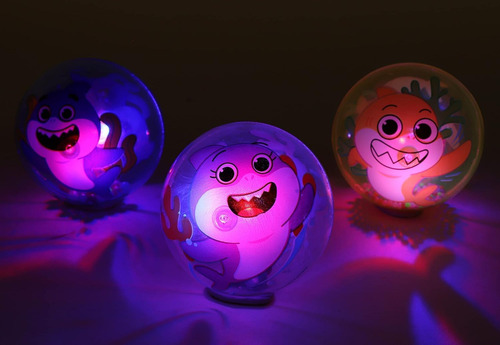 Toyland® Pack Of 3 Baby Shark 8cm Light Up & Shake Balls - B