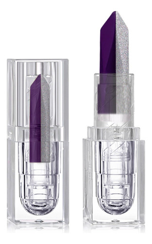 Lápiz Labial Degradado De Dos Tonos, 2 En Uno, Morado, Silve