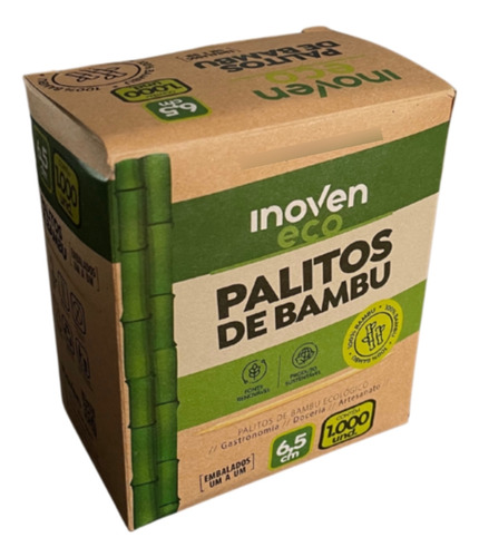 1000 Palitos De Dente Bambu Embalado Um A Um Inoven Eco Verde