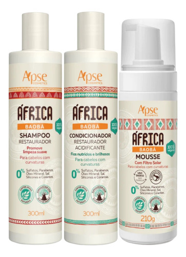 Kit Apse África Baobá Shampoo + Condicionador + Mousse