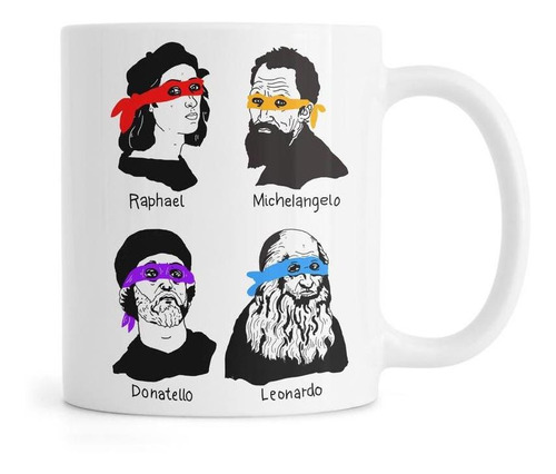 Taza Personalizada Pintores Tortugas Ninjas Minimalista