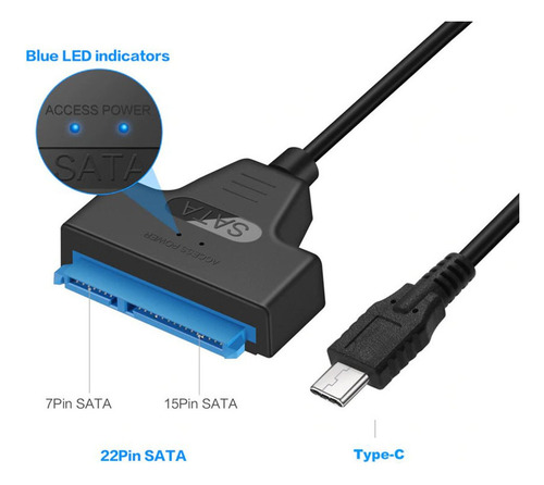 Cable Adaptador Lector Discos Duro Sata A Usb C Thunderbolt
