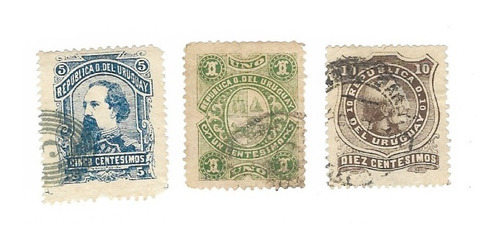 Lt1396. Tres Estampillas Del Correo De Uruguay De 1883