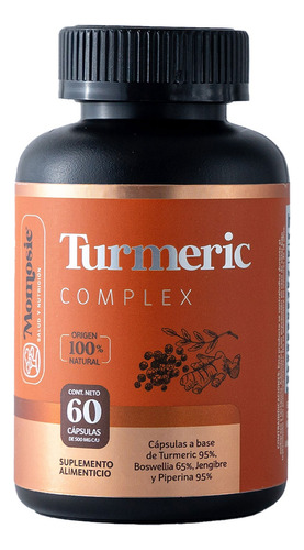 Turmeric Cúrcuma + Piperina + Boswelia + Jengibre 60 Cáps