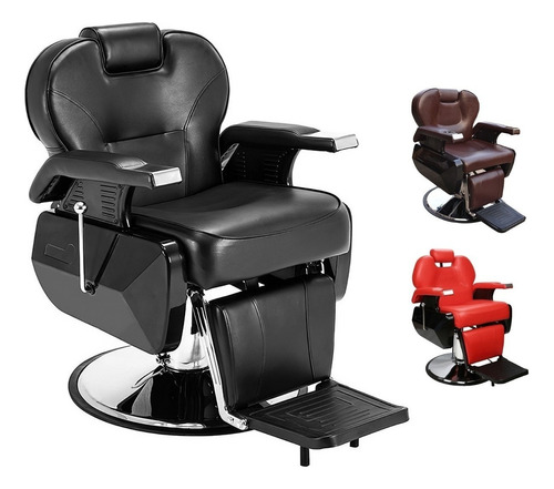 Sillon Barbero Peluqueria Estetica Reclinable Pro Black Color Negro