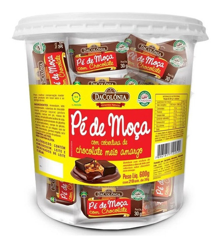 Kit 3 Pote Doce Pé De Moça Chocolate Meio Amargo  Dacolônia