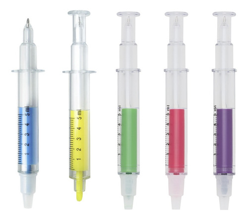 Kit 10 Un. Caneta Seringa Marca Texto