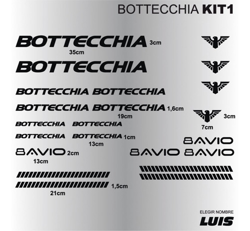 Bottecchia Kit1 Sticker Calcomania Para Cuadro De Bicicleta