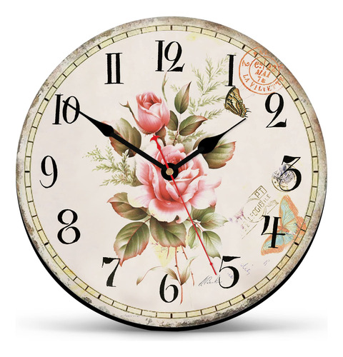 Shuaxin Reloj Pared Decorativo Madera 14.0 in Estilo Flor S