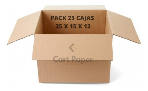 Imagen 1 de 4 de Cajas De Cartón 25x15x12 / Pack 25 Cajas / Cart Paper