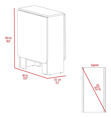 Mesa Abatible Compact - Blanco / Macadamia