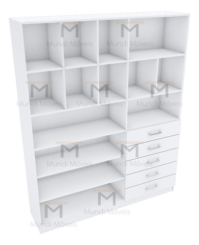 Armário Closet Loja Com Gavetas M140.2021.b (prateleiras) Branco