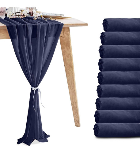 Juego De 10 Caminos De Mesa De Gasa Boda Y Eventos Azul Mari