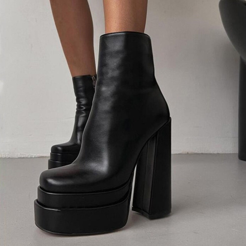 Botines Plataforma Mujer Botas Cortas Tacón Alto Grueso