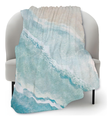 Manta Polar Costera Suave Y Cálida Azul Verde 100x127 Cm Azul Diseño
