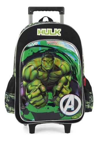 Kit Mochila Rodinha G + Lanch Infantil Avengers Hulk Luxcel