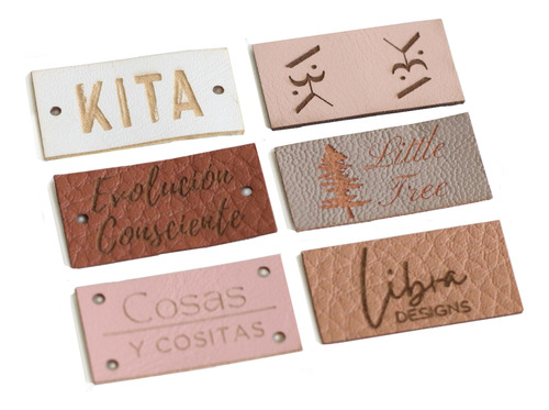 Etiquetas Eco Cuero Personalizadas Grabadas 50u (3x1,5 Cm)