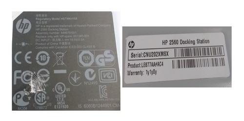 Dock Station Hp Hstnn-i15x Elitebook 2540p 2560p, 2570p (Usado)