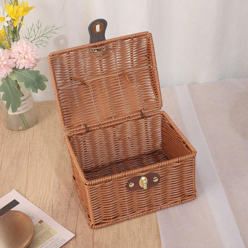 Canasta De Almacenamiento Con Decoración De Tapa Pequeño