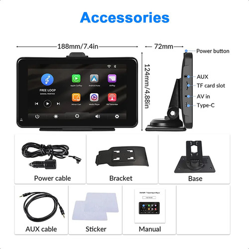Estéreo Inalámbrico For Coche De 7 Pulgadas Carplay Android
