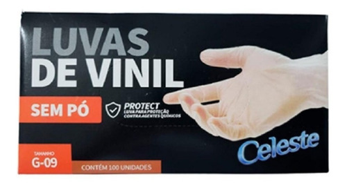 Luva De Vinil Sem Pó G Celeste Cor Transparente