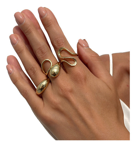 Conjunto De Joyas Vintage Ajustables Para Dedos Abiertos Par