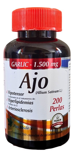 Ajo Garlic 1.500mg ×200 Cápsulas - Unidad a $71000