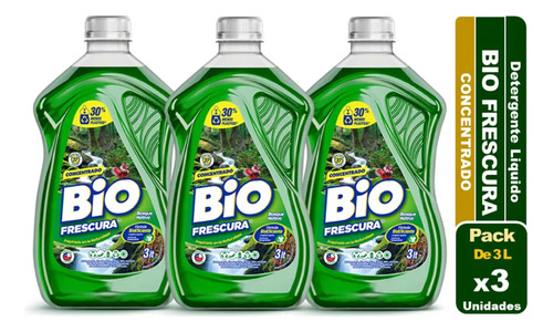 Detergente Líquido Bio Frescura 3lts Pack De 3 Unidades