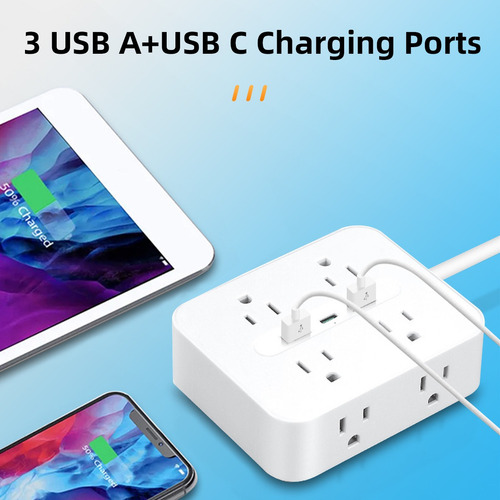Placa Alimentación Multicontacto Con 6 Salidas 2usb 1type-c