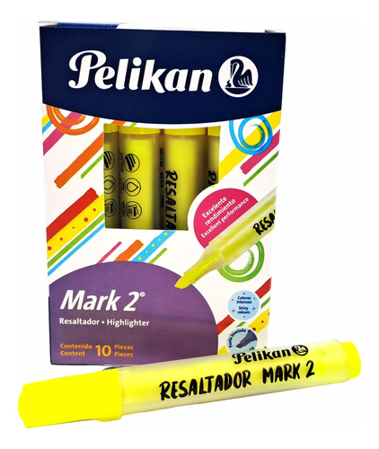 Resaltadores Pelikan Mark2 Amarillo Fluo Por 10 Unidades