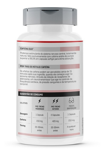 Cafeína - Pote 90 Cápsulas Dux Nutrition Sabor Sem sabor Tamanho Valor customizado