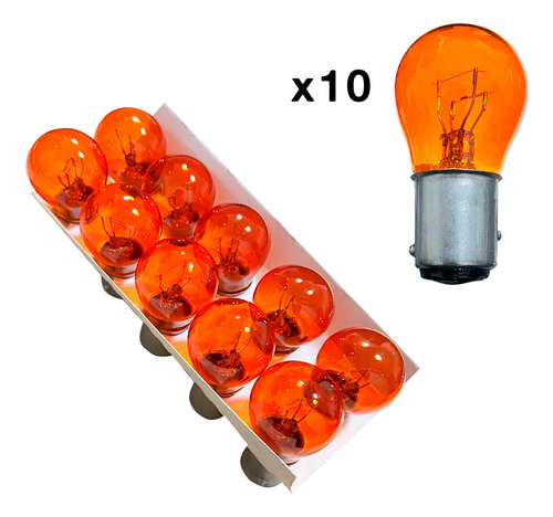 Pack 10 Ampolletas 2 Contacto 12v 21/5w Pata Dispareja Ambar