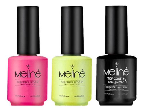 2 Esmalte Semi Permanente + Top Coat Glitter - Meline