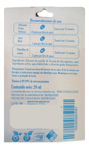 Desinfectante Extracto Semilla De Toronja Nutribiotic 20 Ml