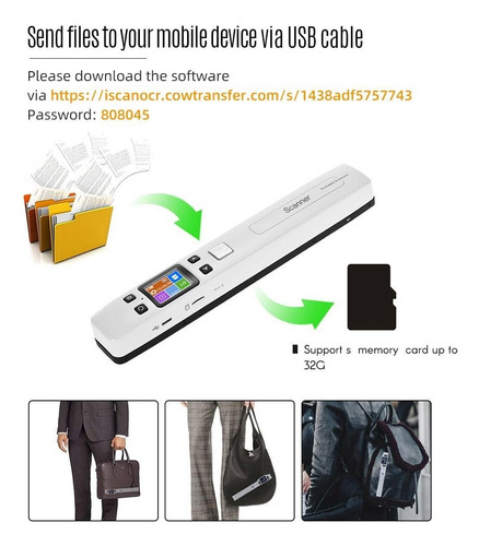 Escáner Portátil De Documentos Resolución 1050dpi De A4