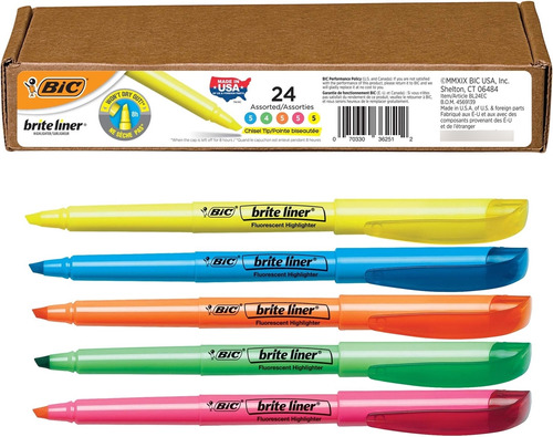 Resaltador Bic Brite Liner, Punta Cincel, Surtido (nuevo),