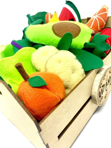 Imagem 7 de 8 de Comidinha Feltro Kit Pedagógico Frutas Legumes No Caixote Gr