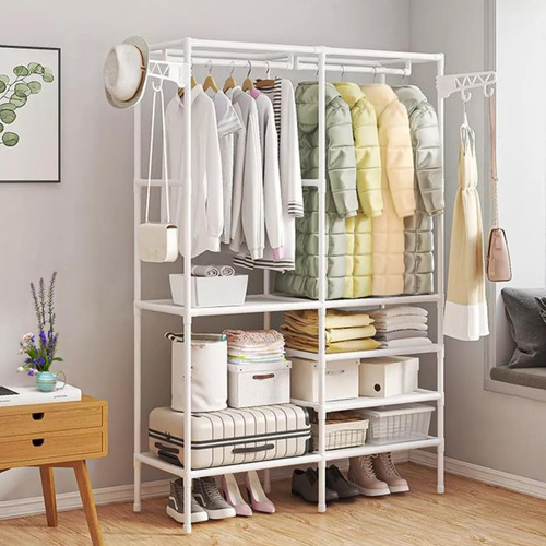 Perchero De Piso Organizador De Ropa Rack Colgador Closet Color Blanco
