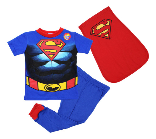 Pijama Superman Músculos 3 Pzs Sudadera Pants Capa Disfraz 