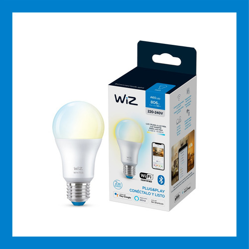 Imagen 2 de 10 de Foco Led Inteligente Wifi Wiz Cálida/fría 9w E27 X2 Unidades