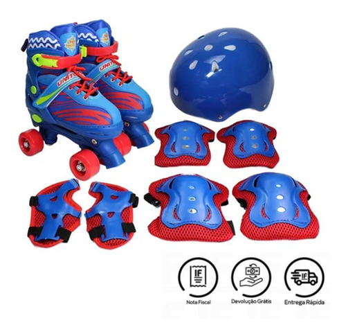 Imagem 4 de 9 de Patins Roller Quad Infantil 4 Rodas + Kit De Proteção