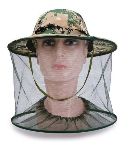 ToomLight 1 Unids Camuflaje Apicultor Apicultor Anti-Mosquito Abeja Insecto Mosca Máscara Gorra Sombrero con Cabeza Red Malla Protección Facial Equipo de Pesca al Aire Libre 