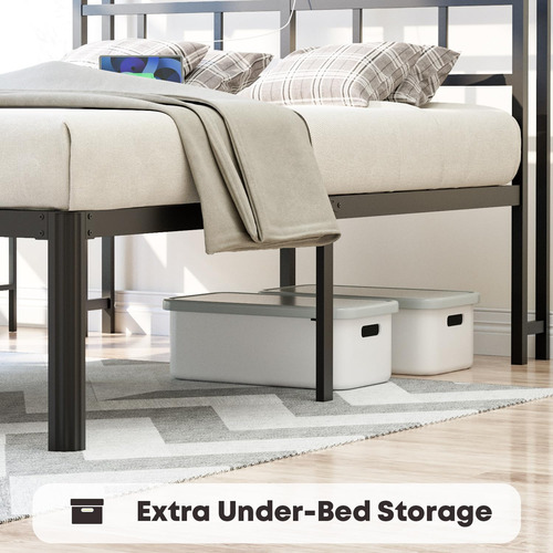Yormdmo Base De Cama Matrimonial: Cabecera De Almacenamiento Negro