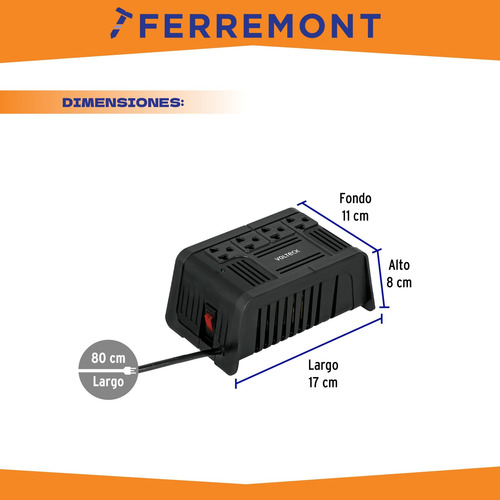 Regulador De Voltaje 800 Va/400w 4 Contactos Volteck 45572