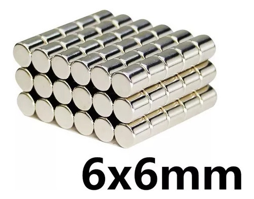 Iman De Neodimio 6mm X 6mm Cilindro N35 12000 Gauss 50 Pzs