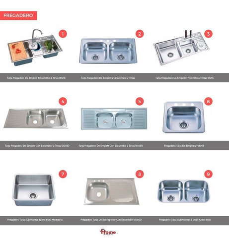 Fregadero Tarjas Submontar 2 Tinas Acero Inox 82.5cm
