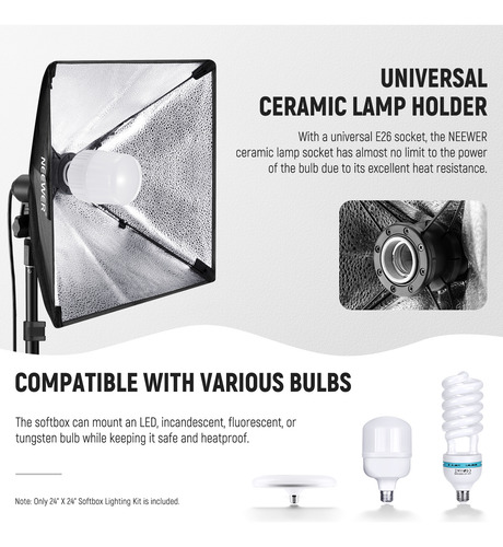 Neewer 35w Softbox Kit De Iluminación Led Luz 60x60cm, 5700k